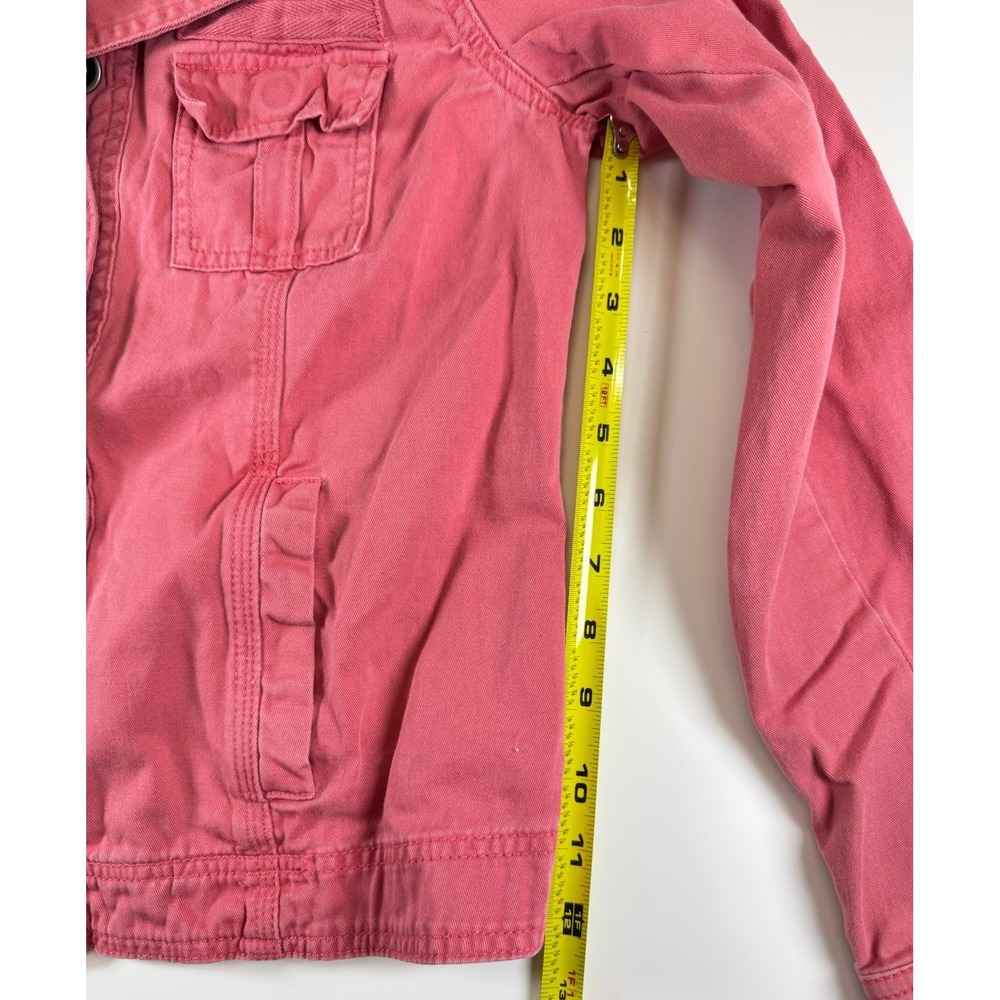 Maurices Pink Lightweight Snap Button Front Biker Military Jacket Womans Size XS - Picture 9 of 9